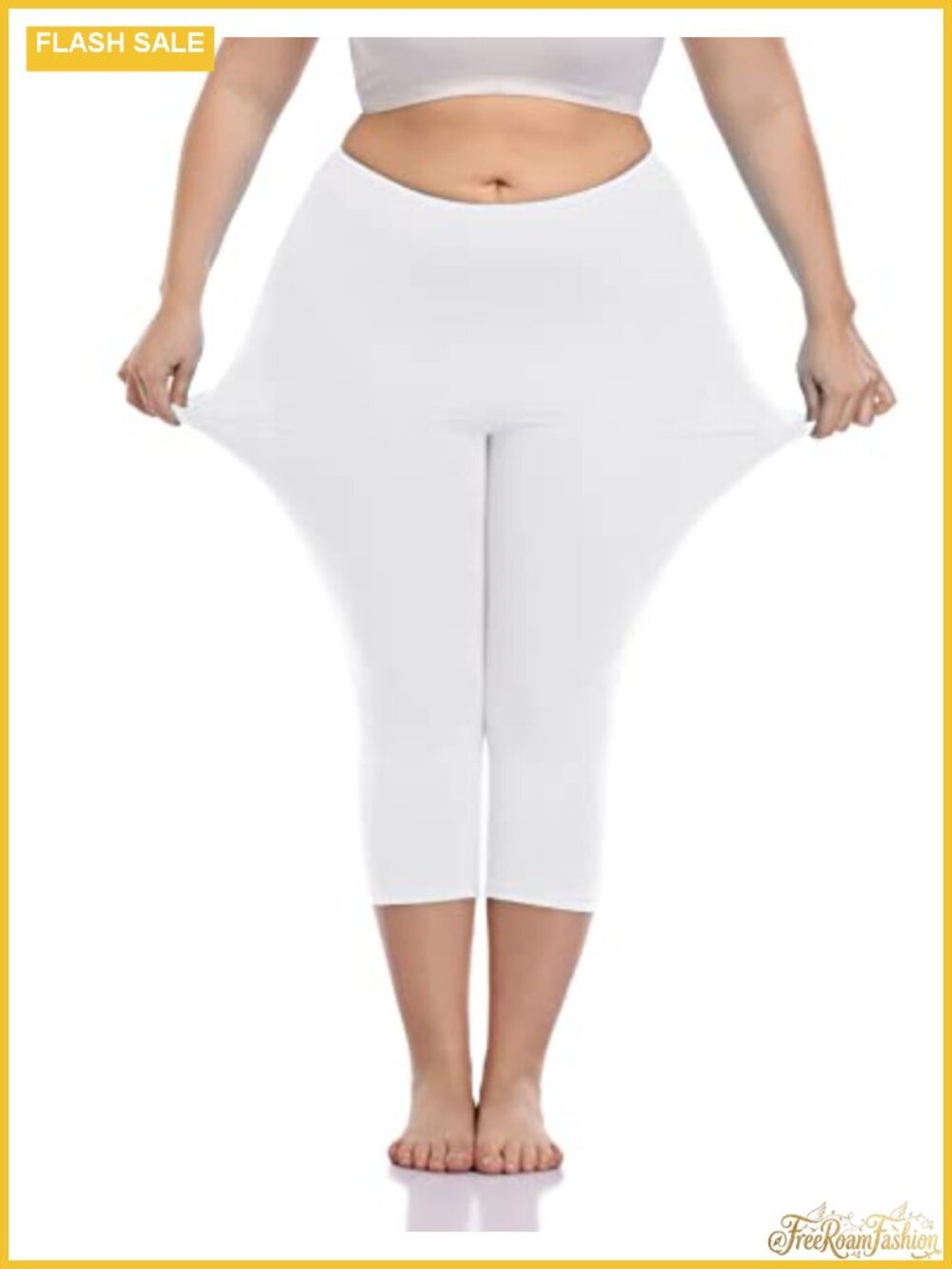 Plus Size Capri Leggings Lightweight Soft Crop Yoga Pants High Rise 3/4 Length